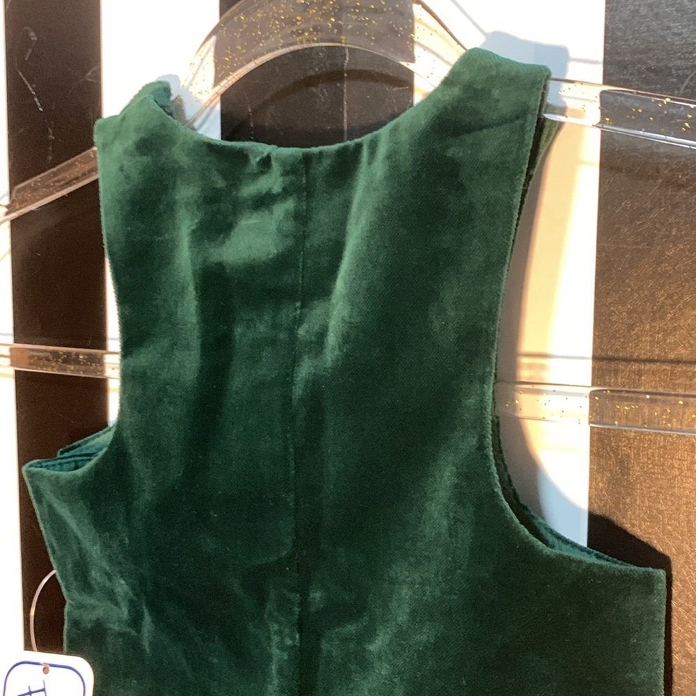 Vintage Dead Stock Green Velvet Holiday Outfit For Baby 6/9 Mo High End Boutique - Picture 13 of 15